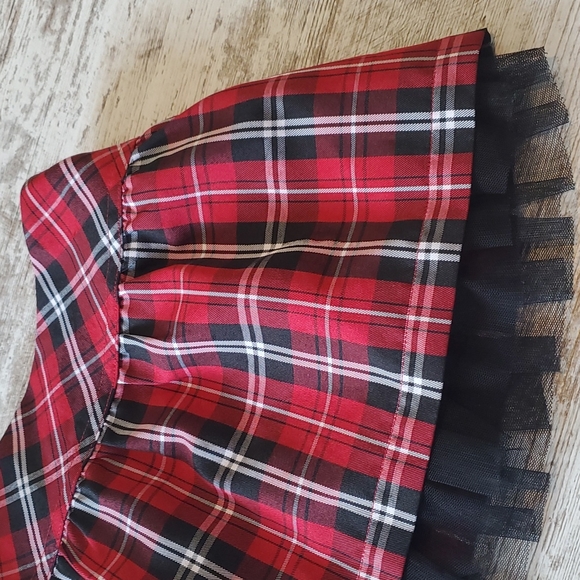 Girls Toffee Apple Plaid Skirt Size 3T red black - Picture 2 of 5